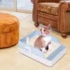 Caixa de areia transportadora para gatos Semi-aberta Anti-respingo Evita urina e vazamento Montagem Grátis Fácil de limpar Elegante