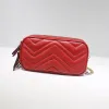 designer de luxo Marmont mini bolsa de corrente 546581 bolsa de ombro acolchoada chevron couro vermelho novo