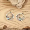 Orecchini pendenti Vintage Round Metal Design Wrap Leaf Boho Women Statement Drop Hook Set Sapphire Party Jewelry