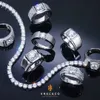 Anéis de banda KRKC luxo D cor VVS1 1 CT 3 CT 925 prata esterlina diamante noivado moissanite anel para homens