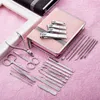 Set per manicure per unghie 11-26 pezzi Tagliaunghie professionale in acciaio inossidabile Set per manicure Cutter Forbici Tronchese per cuticole Set di strumenti per unghie Kit custodia da viaggio 230715