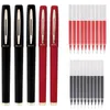 Canetas 5+20pcs Ponto fino, canetas de rollerball de tinta em gel, tinta azul vermelho preto, caneta de 0,5 mm / 0,7 mm / 1 mm de grande capacidade