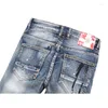 Jeans Masculino Masculino For Hole Coled Cloth Retro Micro Elastic Trim Paint Pants Calças de Roupas de Motocicleta Calças Rasgadas