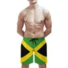 Mäns shorts anime strandbyxor jamaica jamaican flagga raggae lös elastisk vintage hawaii kör justerbar dragskonbrett