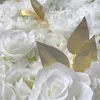 White Gold 3D Flower Wall Panel Flower Runner Wedding Artificial Silk Rose Peony Wedding Backdrop Decoration 24pcs lot TONGFENG244M