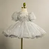 Vestidos de niña Vestido de princesa para niñas Manga de soplo de verano Vestidos de tutú de malla para niños Bebé Niños Lentejuelas brillantes Fiesta de cumpleaños Ropa Vestido de novia 230715