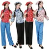Vestimenta de Dança Folclórica Chinesa Feminina Trajes Étnicos Orientais Traje Antigo Drama Feminino Top E Calça Para Filme De TV Cosplay