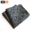 Bow Ties Design Polyester Hanky Gold & Black Paisley Men Fashion Plaid Pocket Square Handkerchiefs For Suit Tie Handkerchief