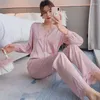 Dames Nachtkleding Pure Kleur Beknopte Zijde Satijn Pyjama Pakken 2 Stuks Lente Zomer Elegante Vrouwen Mooie Hofstijl Homewear Kan Worden Gedragen