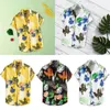 Men's Casual Shirts Workout T Men Cardigan Short Sleeve Beach Flower Shirt Turtleneck Jumpsuit N