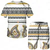 Herrspårar Africa Outfit Summer Short Sleeve T Shirt Set Fashion 2 Piece Streetwear 3D Printed Sports Beach Shorts Sportwear Suits