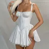 Robes Décontractées Y2K Fée Coquette Blanc Mini Robe Années 90 Vintage Dentelle Corset A-ligne Femmes Élégantes Sexy Fête D'anniversaire Doux Vestidos