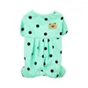 Hundkläder Lovely Pet Jumpsuit Lätt pyjamas bekväm polka dot valp fyrbenad loungewear klänning