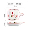 Dinnerware Sets Korean Cartoon Fruit Ceramic Baking Pan Household Microwave Oven Plate Square Cheese Baked Rice Kitchen Utensils