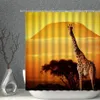 Rideaux de douche girafe rideau ensemble lumière du soleil paysage Animal tissu imperméable bain avec crochets multi-taille salle de bain écran Decor289N