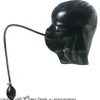 Accessoires de Costume de capots en Latex Sexy noirs avec masques et Tubes en caoutchouc de boule de bouche gonflable pompe à main grande taille 0049228S