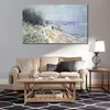 Högkvalitativ handgjorda Claude Monet Oil Målning Togvägen vid Argenteuil Winter Landscape Canvas Art Beautiful Wall Decor