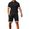 Zomer Europese Amerikaanse Heren Trainingspakken Polo Hals Korte Mouwen Shorts Tweedelige Sport Casual Heren Set