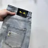 Jeans para hombres Diseñador Diseñador Jeans clásicos para hombres Europa hace que la gente crea Estrella Bordado Costura Rip Trend Marca Pantalones de motocicleta Hombres Thin NSVR