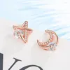 Boucles d'oreilles mode étoiles irrégulières lune cristal Zircon diamants pierres précieuses pour femmes fille couleur or Rose bijoux accessoires