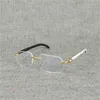 Natural Wood Square Clear Buffalo Horn överdimensionerad Rimless glasögonram för män som läser optisk oval Oculos Glasseskajia Ny