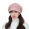 Berets Frauen achteckiger Hut Vintage Short Bim Maler Maser Beret für atmungsbezogene Leinen flache Kappe Künstler