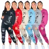 Womens Tracksuit Outfit Letter Print Print Two Set Streetwear Tracksuit Sweatshirt Deggers Pants Femme Letter Graffiti ألوان متعددة الحجم S-2XL