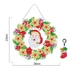 Decorative Flowers Christmas Wreath Diamond-Painting Kits DIY Garland Pendant With LED Light Rhinestone Art Crafts Kit For Adults