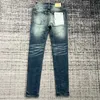 Jeans da uomo viola firmati pantaloni slim fit ricamo elastico moda stile Jean baffo di gatto sbiancante buco rotto marchio di lusso H3td 26X9