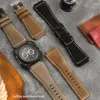 Titta på band 34 24mm konvexa slut italiensk kalvskinn läderband för klockserie BR01 BR03 Rem Watchband Armband Ross Rubber Män