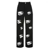 Женские джинсы y2k eye pattern print Dark Street Fashion High талия.