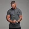 Polo Masculino Masculino Casual Basquete Treinamento Camisa de Manga Curta Ginásio Fitness Verão Algodão Absorvente de Umidade Camisa Pólo Respirável com Gola com Zíper