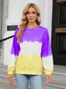 Kvinnors hoodies 2023 Autumn Tie Dye Pullovers Women Fashion O Neck Long Sleeve Streetwear Loose Tops Kvinna plus storlek Casual Sweatshirts