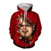 Accept Dear customer Design DIY Horror Movie Chucky 3D Hoodies Women Men 3d Print Sublimation Zipper Hoodies323k