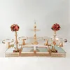 Andra Bakeware Gold Cake Stand Set av 3 st-11 st runda spegel topp dessert cupcake328m
