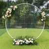 結婚式の装飾小道具錬鉄の白いグリッドサークルウェディングアーチ背景花フレームDIYウェディングフェスティバルステージフラワーシェルフ242N