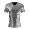 T-shirt da uomo 2023 Summer Nightclub Stage Outfit Diamond Paillettes Slim T-shirt lucida con scollo a V a maniche corte da uomo