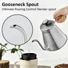 1 st Giet over koffieketel met roestvrijstalen hals, koffiepot met houten handvat, giet over koffiezetapparaatpot, giet over waterkoker met koffiepot met houten handvat