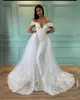 Robes de mariée sirène glamour tulle hors épaule surjupes 3D dentelle appliques robe de mariée balayage train robe de mariée robes de mariée