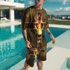 Mens Tracksuits Men Outfit Summer Short Sleeve Chinese Dragon T Shirt Set Fashion 2 Piece Streetwear 3d Printed Sports Beach Shorts Sportswear 230715