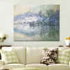 Canvas Wall Art De Seine in Port Villez Sneeuw Effect Claude Monet Schilderij Handgemaakte Olie Kunstwerk Modern Studio Decor