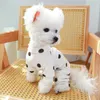 Dog Apparel Stylish Pajamas Cute Banana Pattern Jumpsuit For Small Dogs With Traction Buckle Polka Dot Design