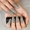 False Nails Full Cover Diamond Rhienstone Manicure Salons At Home Medium Coffin Press On Nail Tips Fake Nails Art Collection 230715
