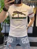 Camisetas para hombre, camiseta de manga corta de verano 2023, Camiseta de algodón de seda con cuello redondo y bordado de animales, versión coreana, Top ajustado de marca Tide