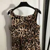 Leopard tryckt designer bruna sexiga klänningar kvinnor sommar mode singlet gata stil design semester kvinnor klänning kvinna kläder