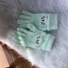 日本の女の子の手袋冬の指刺繍暖かくてかわいい柔らかい漫画屋外学生5本の指237E