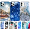 Für iPhone 11 Fall Silikon Weiche TPU Zurück Telefon Abdeckung Für Pro Max ElEvEn Etui Stoßstange Marmor Schneeflocke Winter Weihnachten