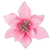 Decoratieve Bloemen 50 Pack Glitter Poinsettia Ornamenten 5 Inch Kunstzijde Picks Decor Krans Garland (Roze)