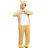 Rilakkuma björn onesie vuxna kvinnor män pajama djur en bit övergripande tjock mjuk gul sömn jumpsuit semester festival slitage274t