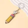 DHL Personalized Pencil Keychain Favor DIY Blank Acrylic Keyring with Tassel Creative Backpack Hanging Pendant